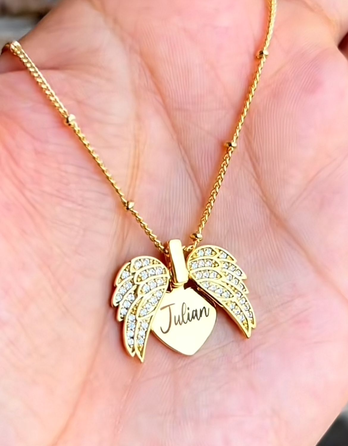 "Alas de Angel" Collar Personalizado + Box de Regalo