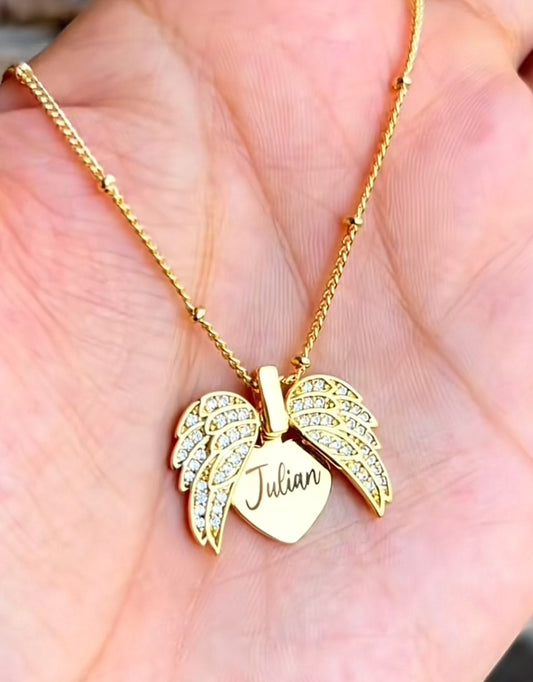"Alas de Angel" Collar Personalizado + Box de Regalo