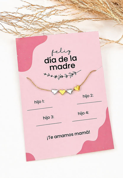 Collar Corazones de Mamá - Un corazón por cada Hijo + Box de Regalo