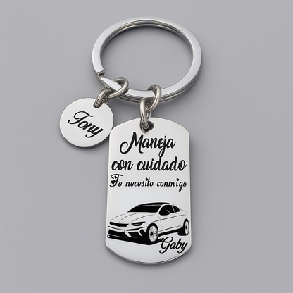 "Siempre Unido a Ti" pack de 2 Llaveros personalizados + box de regalo